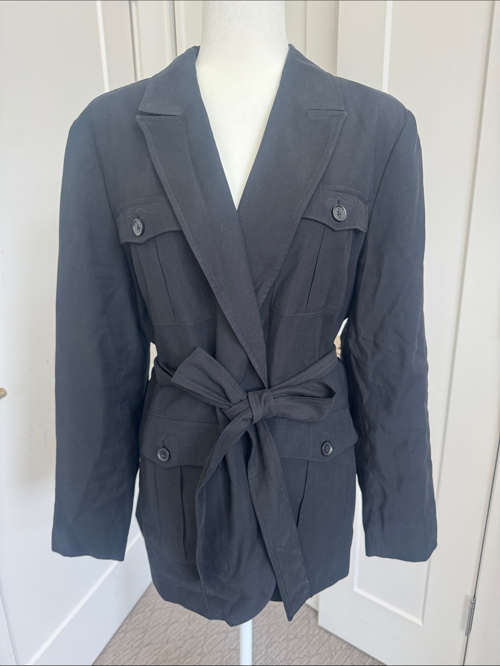 Banana Republic Black Tie-Waist Utility Blazer